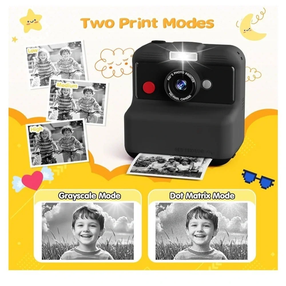 CAMCLID Kids Camera Instant Print, 3,0 Inch/48MP Instant Camera for Kids(Black)